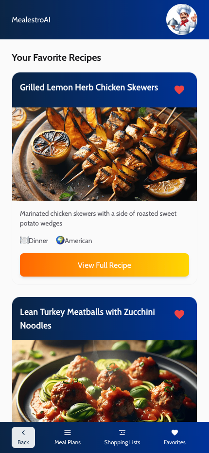 Favorite Recipes Screenshot
